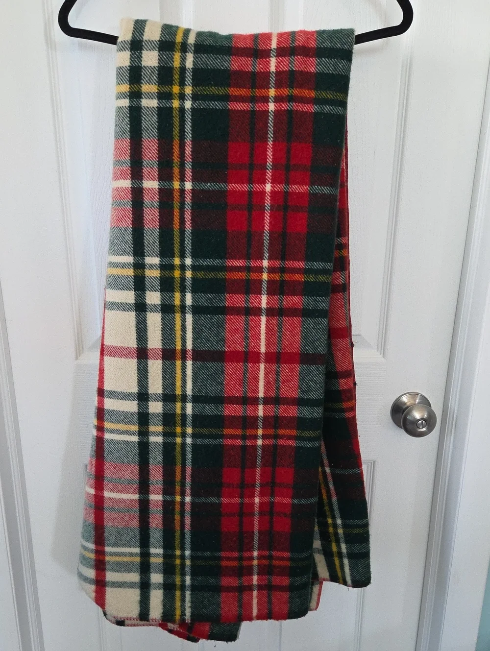 Vintage L.L. Bean Wool Tartan Plaid Blanket Red Green Cabin Cottage
